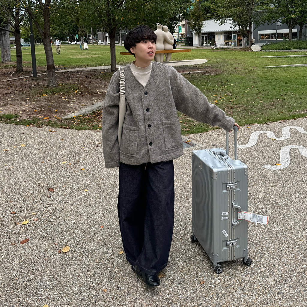 (N) nugu ツータックワイドスラックス ボアハイネックカーディガン N) nugu ツータックワイドスラックス ボアハイネック