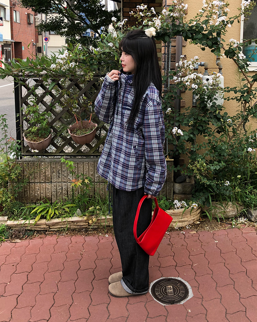 OHESHIO X sep19] SHIRT HOODED ZIP-UP, PURPLE CHECK
