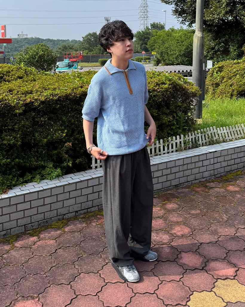 バイカラーハーフジップ半袖ニット | ファッション通販サイト NUGU