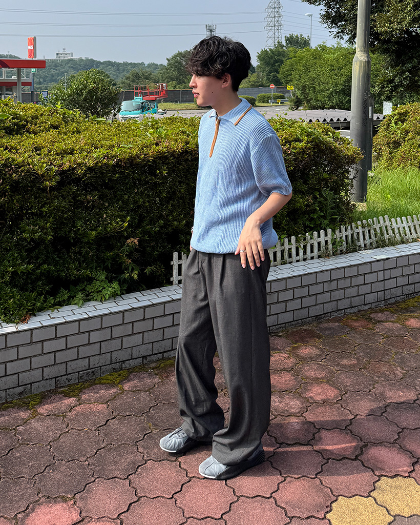 バイカラーハーフジップ半袖ニット | ファッション通販サイト NUGU