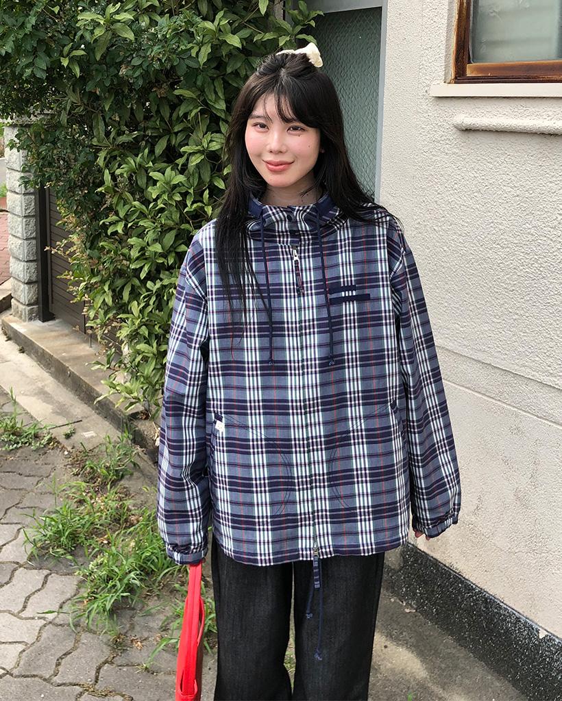 OHESHIO X sep19] SHIRT HOODED ZIP-UP, PURPLE CHECK | ファッション