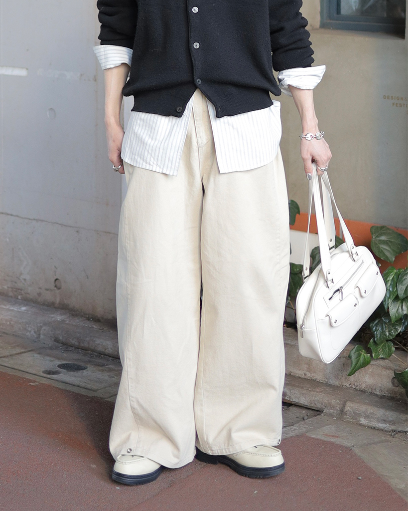 (ユニセックス)コットンワイドパンツ