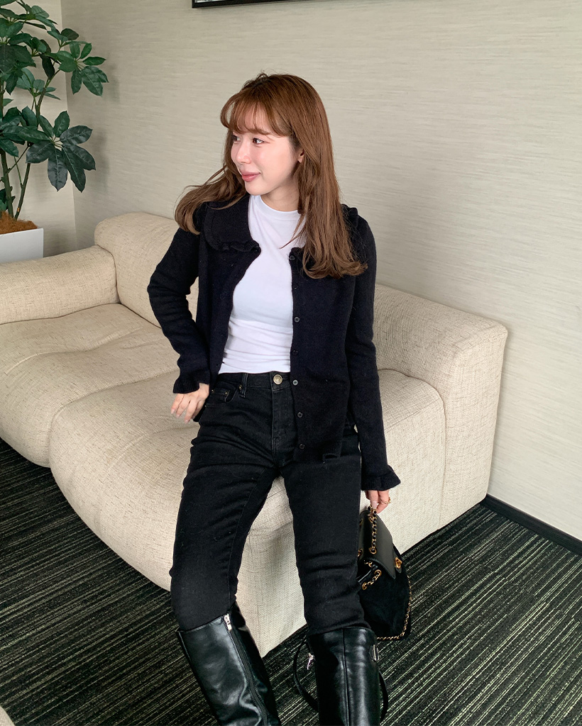 フリルカラーボタンカーディガン