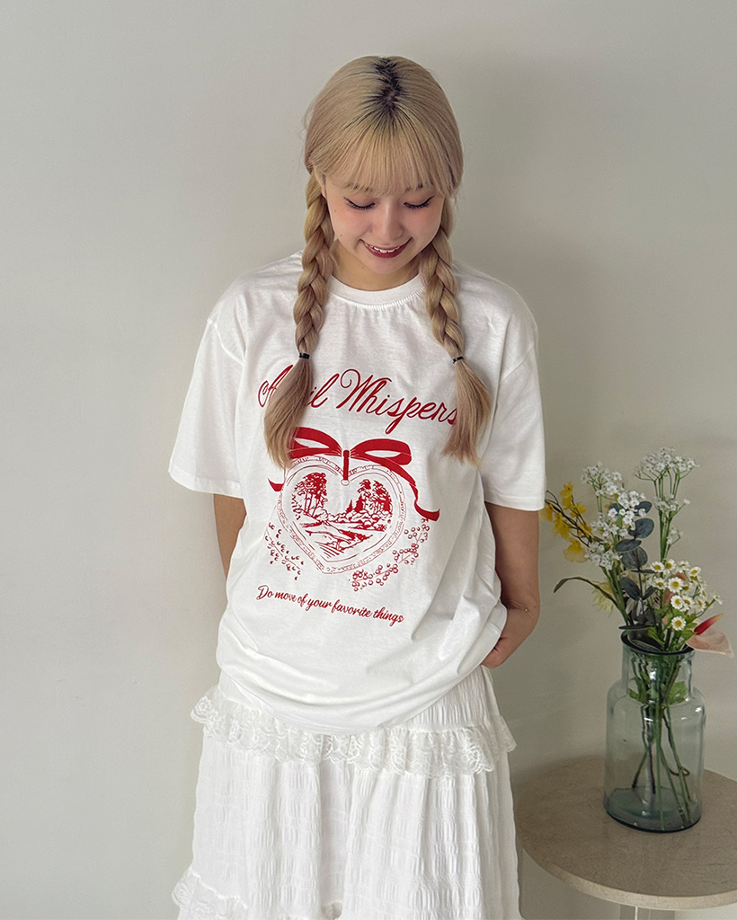 レタリングリボンプリント半袖Tシャツ | ファッション通販サイト NUGU