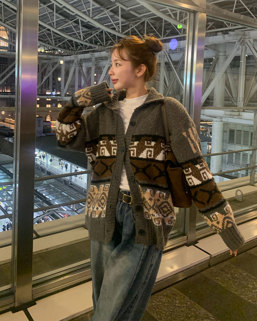 エスニックパターンカーディガン