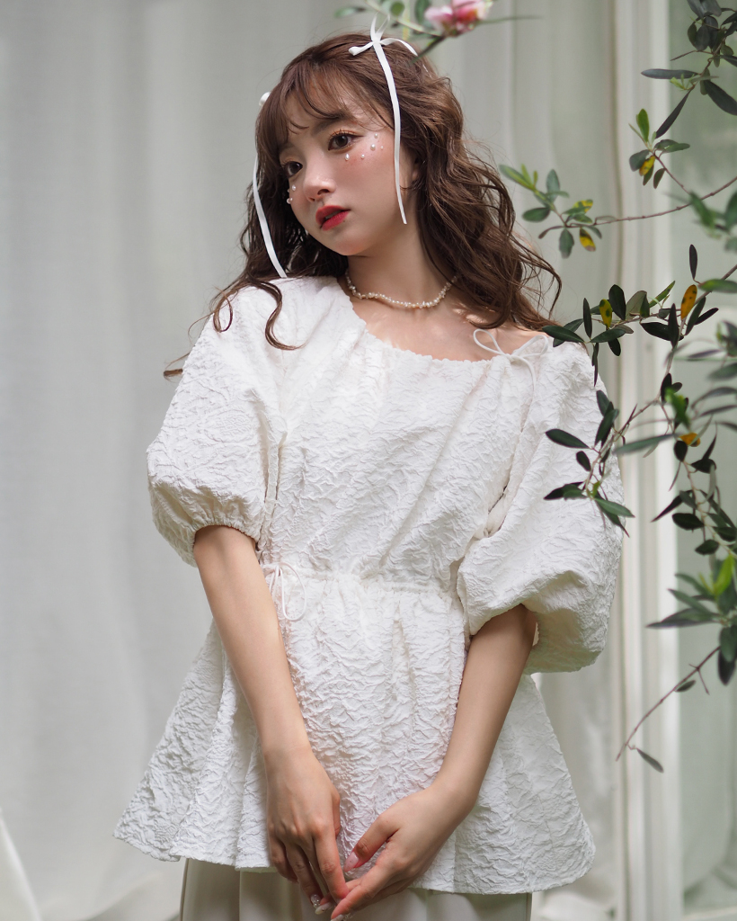 [4回再販](ORIGINAL) ストリングリンクルブラウス