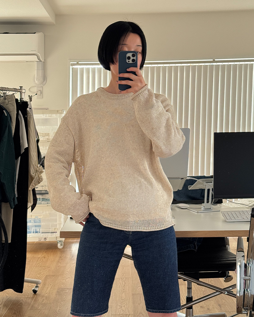 【ほぼ新品】リネン混ダメージ加工サマーニット FREAK'S STORE｜リネンブレンド ニットプルオーバー/シアー