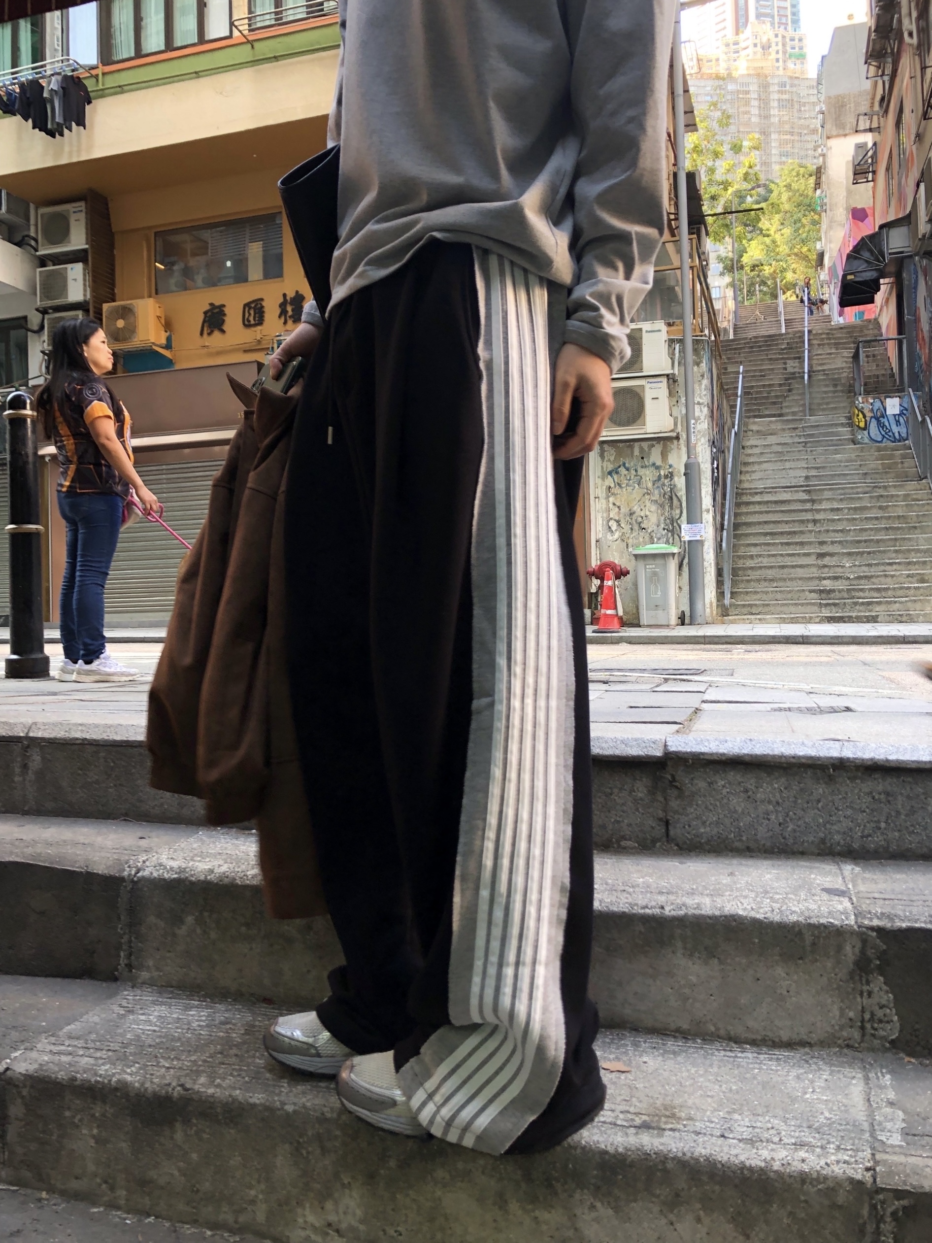 (3color)サイドラインワイドスウェットパンツ