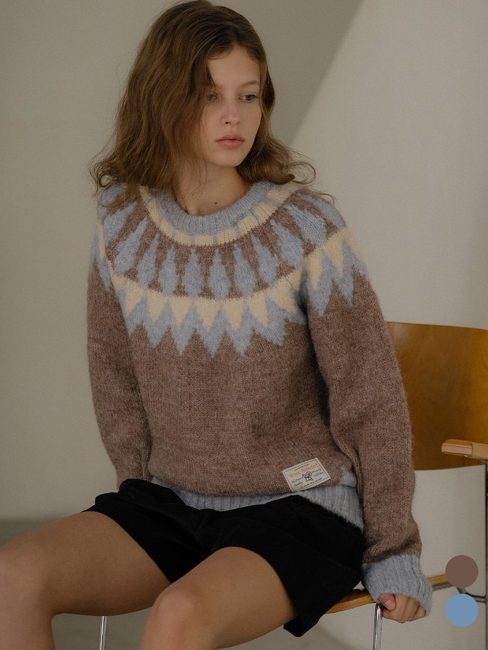 Nordic wool blended round knit [TIWT02SW02]_2color