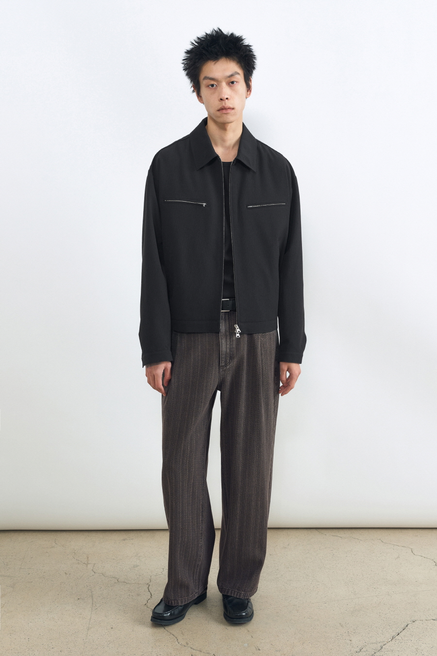 ストライプサーフェス デニムパンツ DEEP BROWN