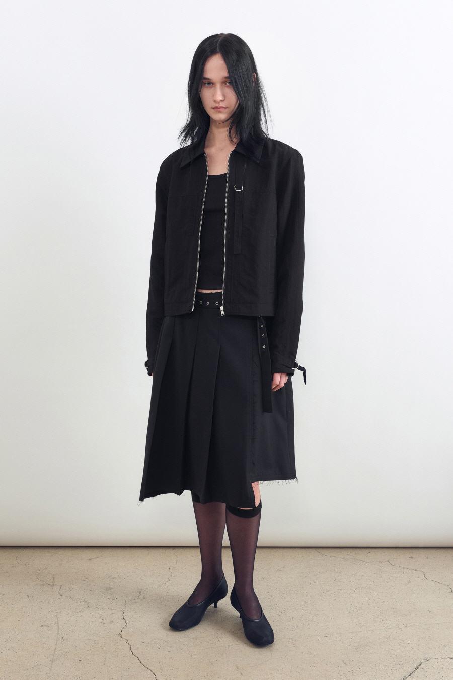 NF] BIKER PINTUCK MINI SKIRT (BLACK)_F24QD865 | ファッション