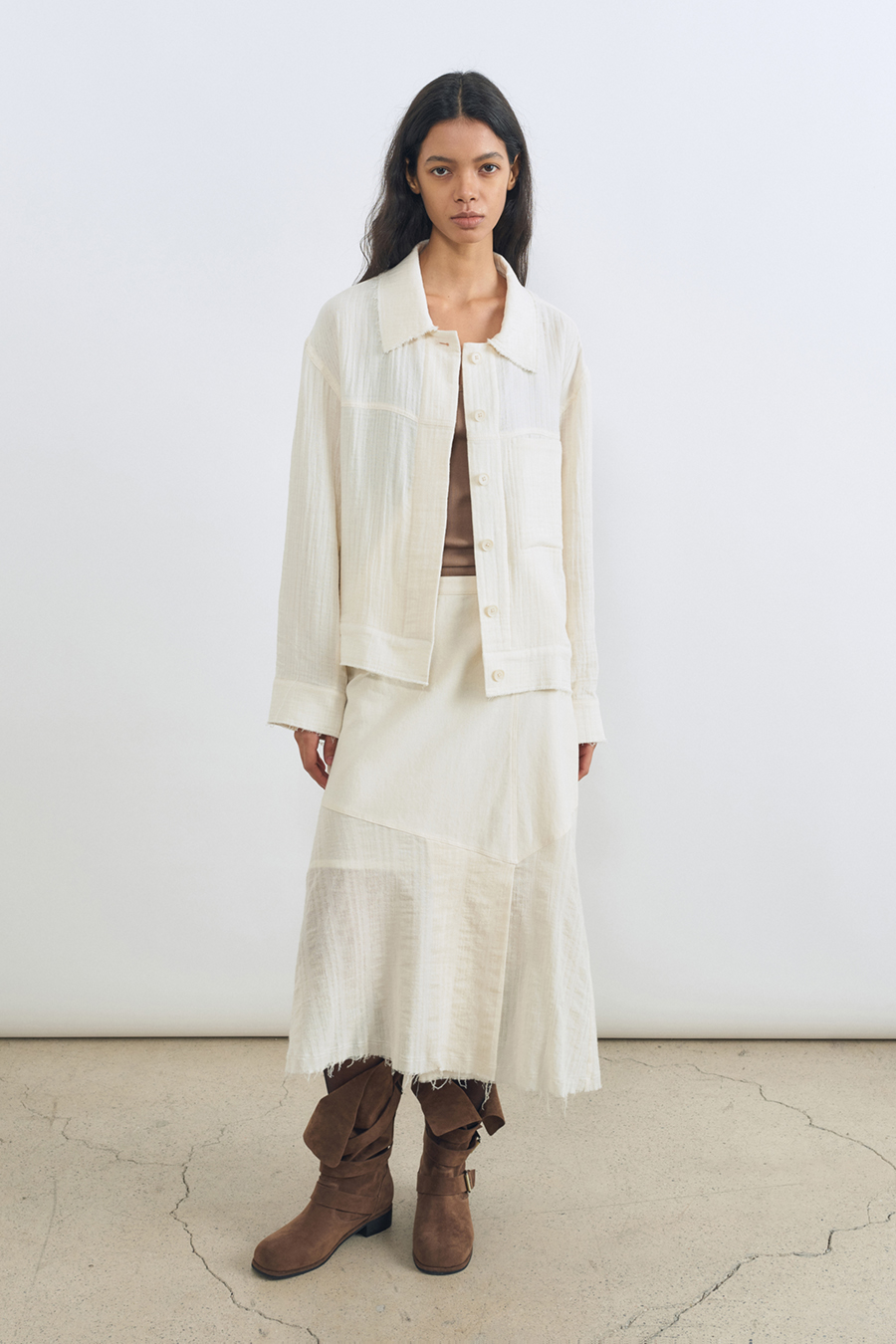 ナチュラル アンバランス スカート CREAM