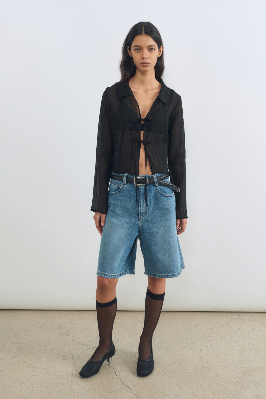 [CALIK] ワイド バミューダ デニム BLUE