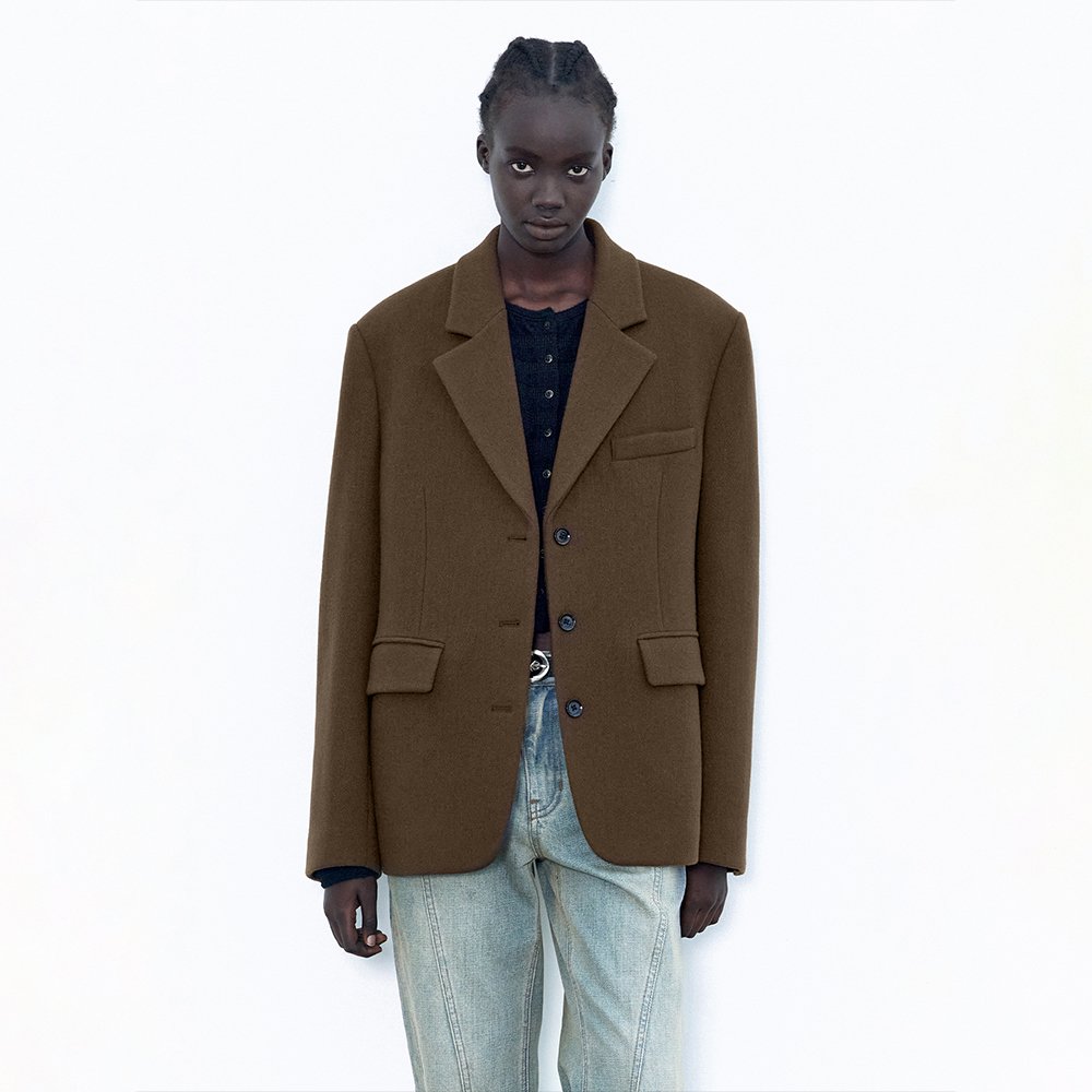 Bricks Check Single Jacket - Camel | ファッション通販サイト NUGU