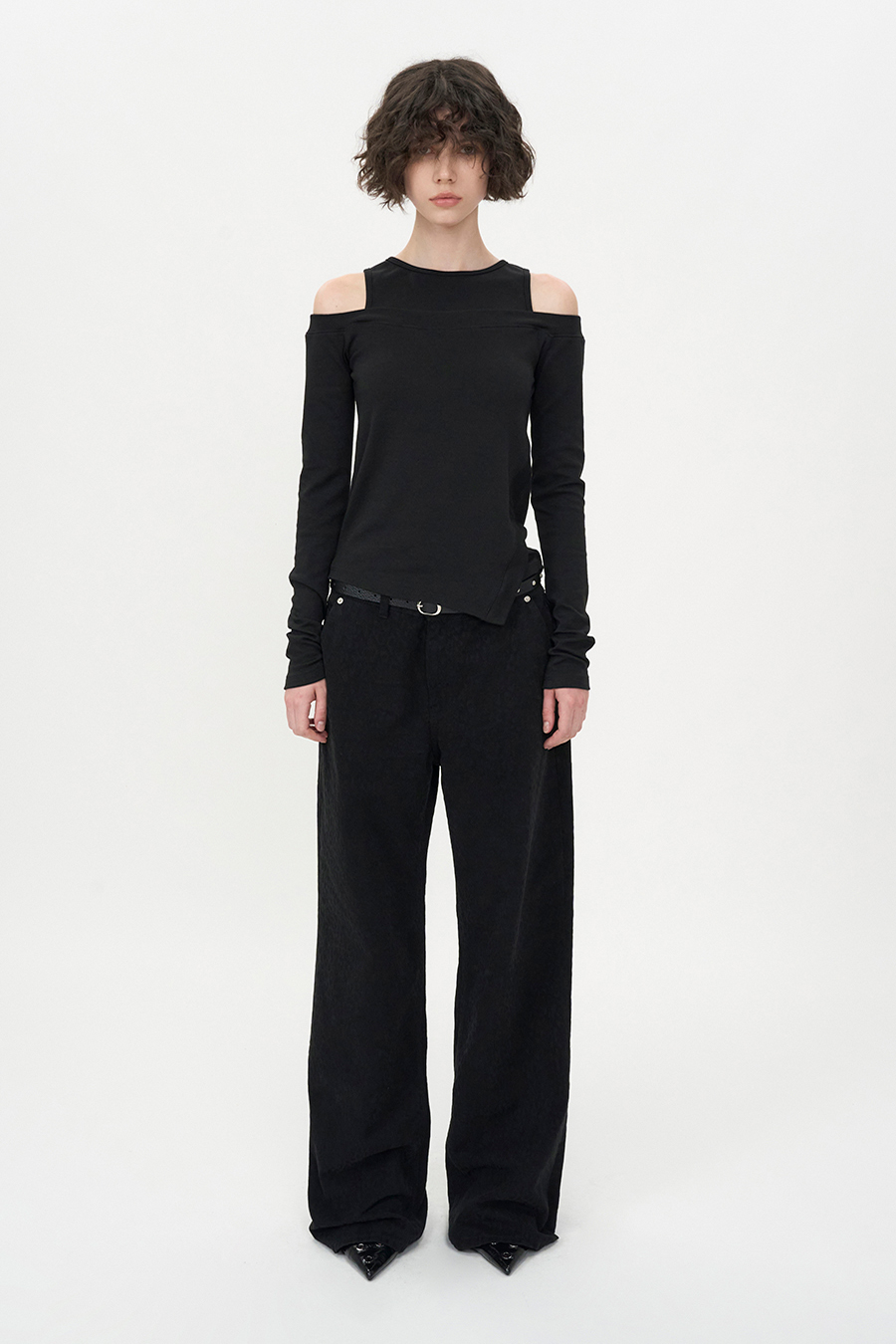 Leopard Straight Pants BLACK