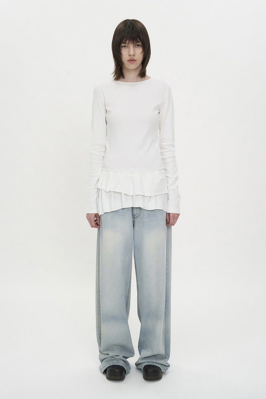 Frill Detail Long Sleeve IVORY