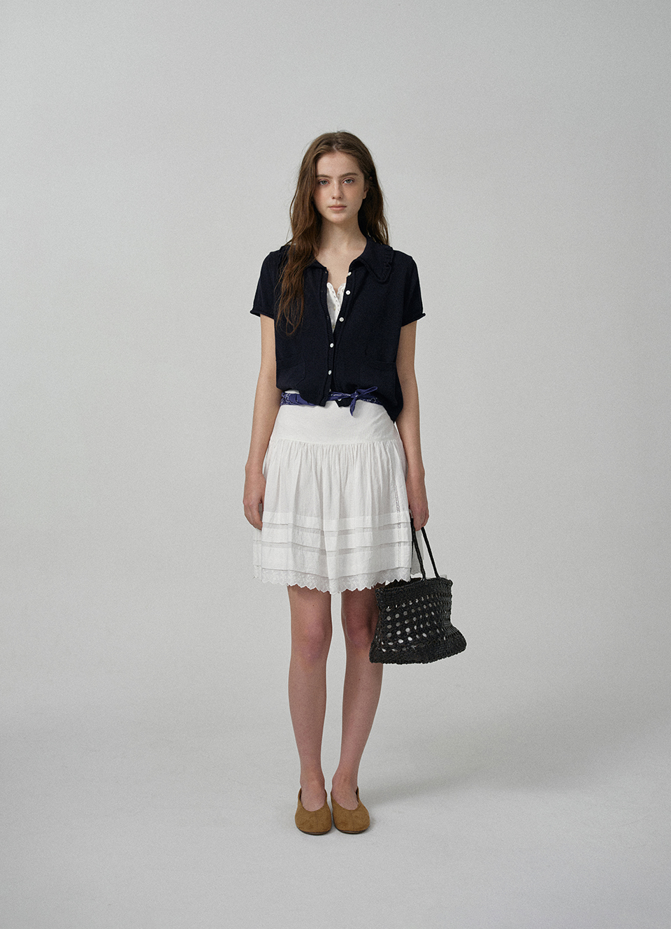 Ivy Half Collar Knit Cardigan_Navy