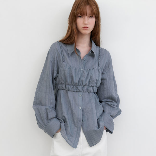 (BL-4393)SHEER VOLIME TOP&LAYERED SHIRTS