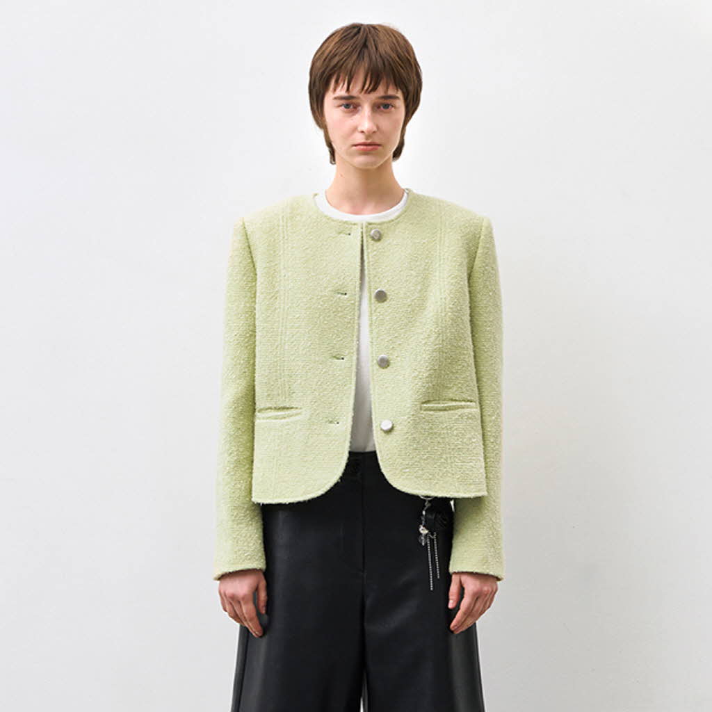 (JK-3009)SPRING BOUCLE SET-UP JACKET