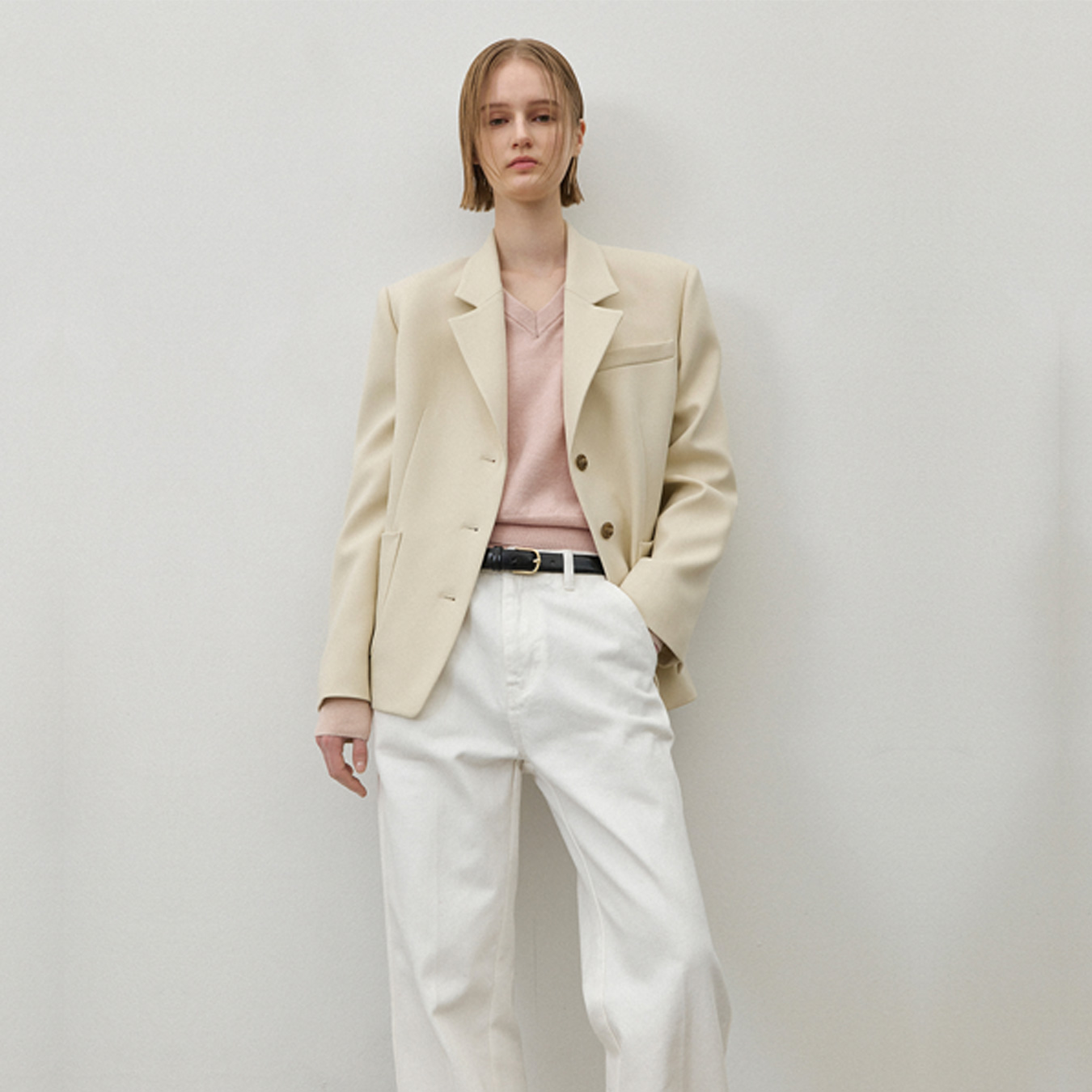 Influencer pick] NIYA OVERFIT SINGLE JACKET_BEIGE
