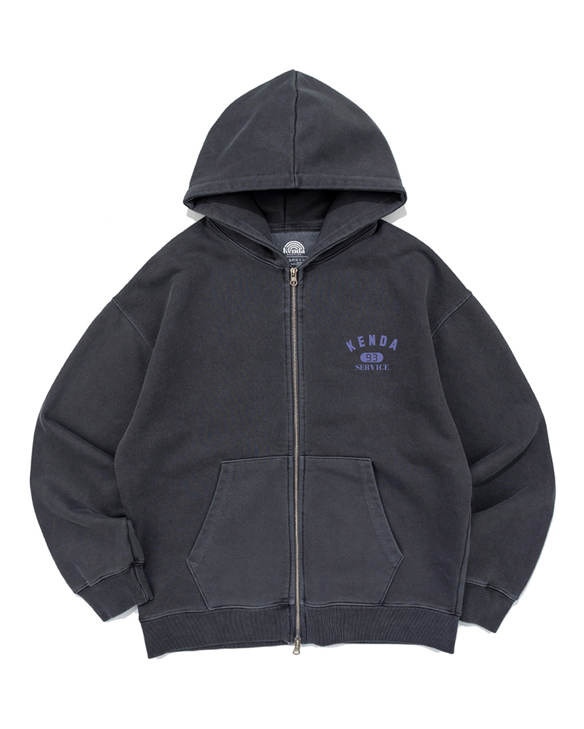 Pigment Cover Stitch Hooded Zip-Up - CHARCOAL | ファッション