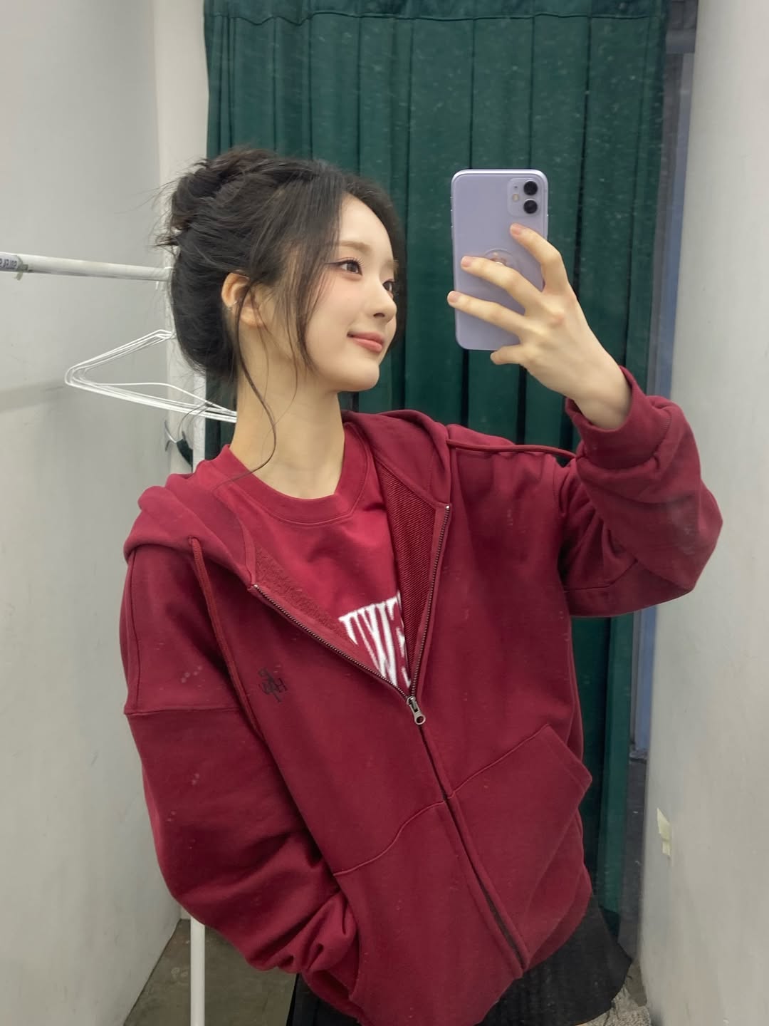 [PHASE_0] KEY LOGO HOOD ZIP-UP_BURGUNDY / 8802026-HZ03