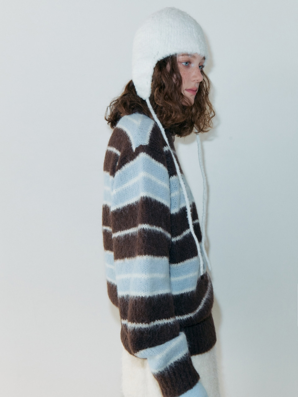 Brush Stripe Knit Pullover, Brown