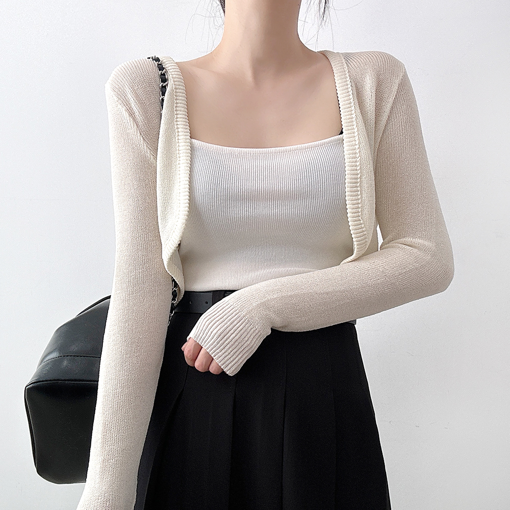 SET] ボレロニットクロップドカーディガン+ノースリーブセット