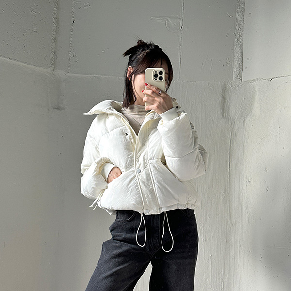 ストリングジップアップポケットダウンジャケット | ファッション通販