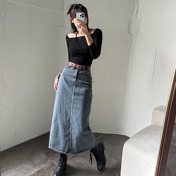 ハイウエストHラインロングデニムスカート | ファッション通販