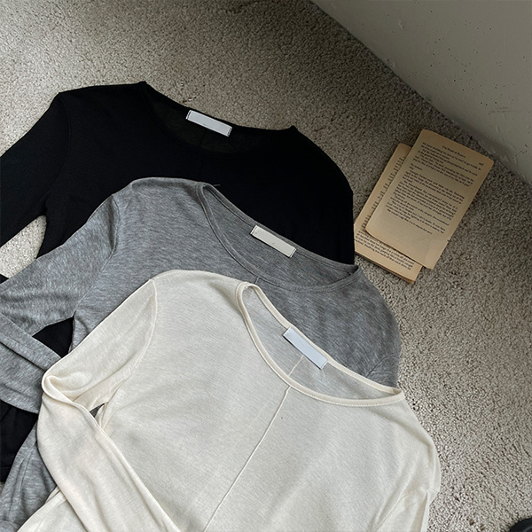 ウールテンセルシースルースリット長袖Tシャツインナー