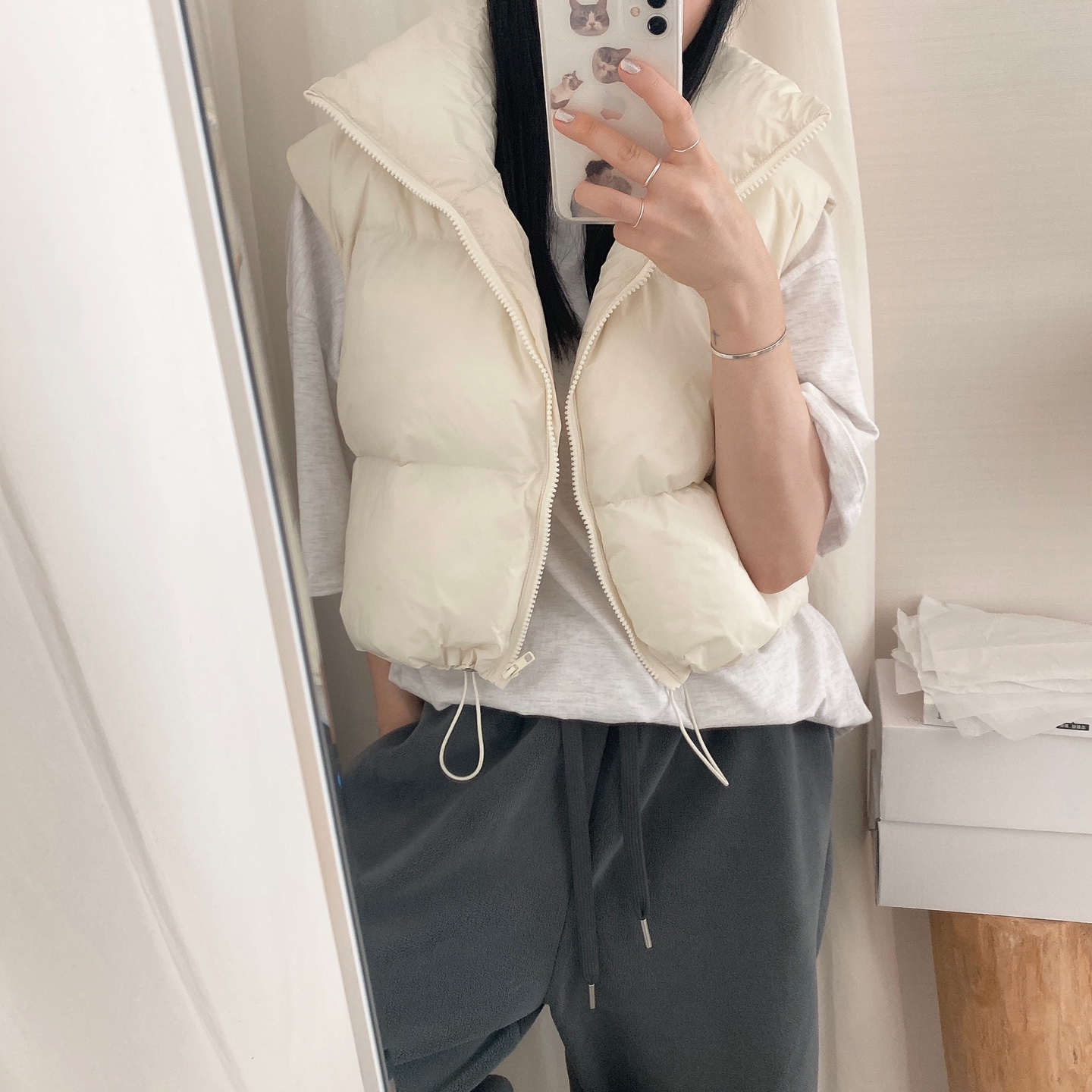 新品未使用！タグ付き　アンコキーヌ　ニット使いダウンベスト　ホワイト　LL KIIT ダウンベスト ベスト キート / WILD THINGS×KIIT HIGH COUNT