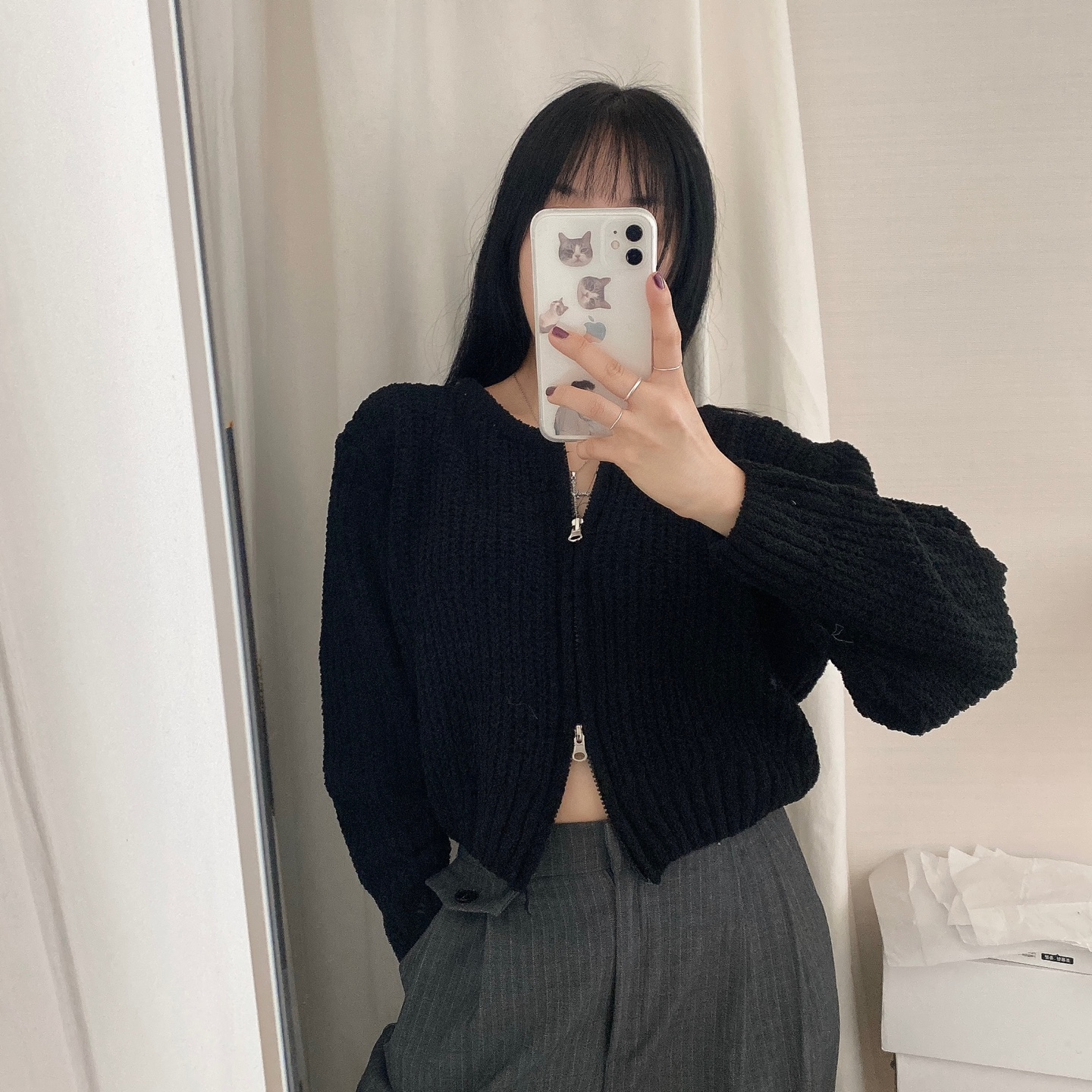 2WAYジップアップクロップドニット | ファッション通販サイト NUGU