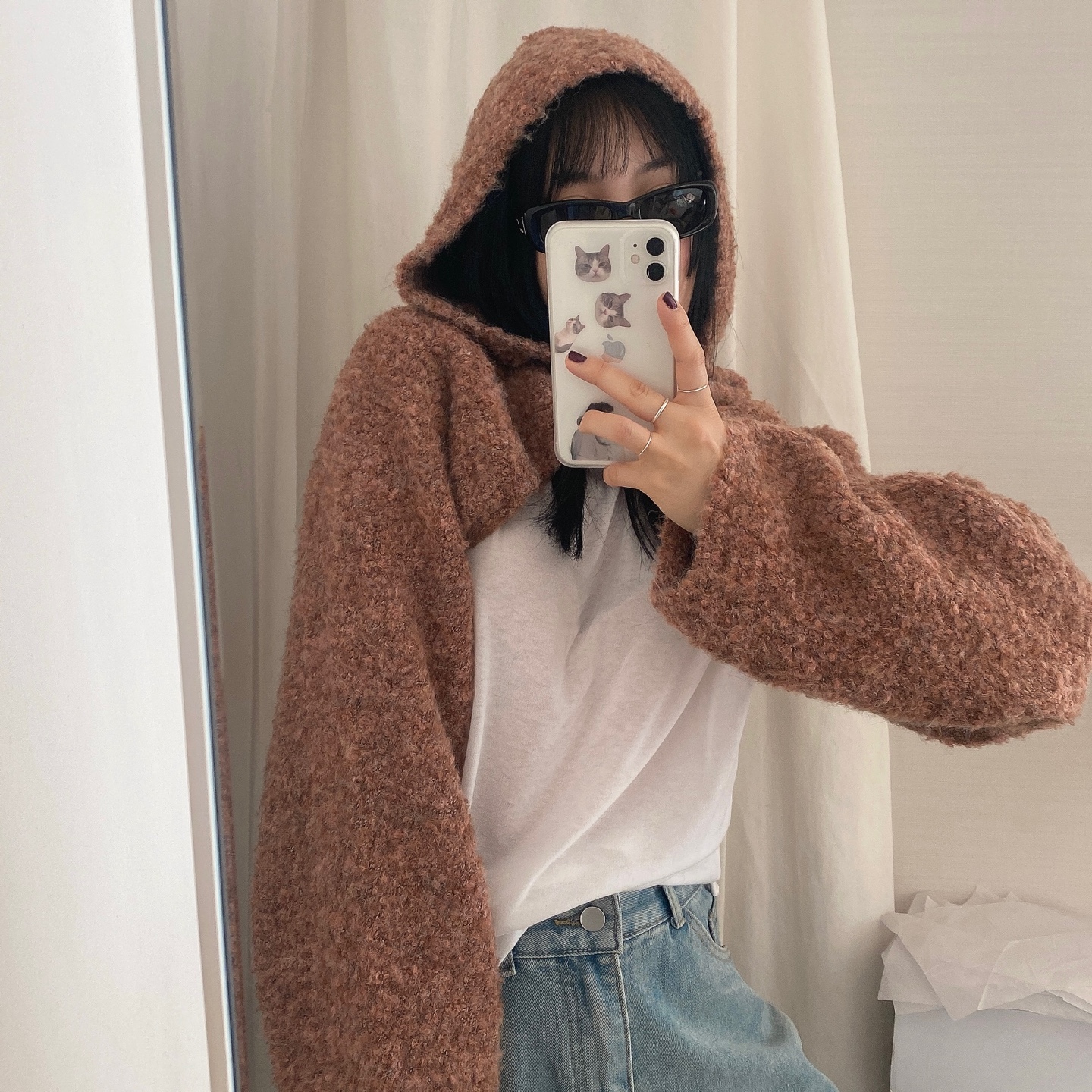 フード付きオフボレロニット | ファッション通販サイト NUGU