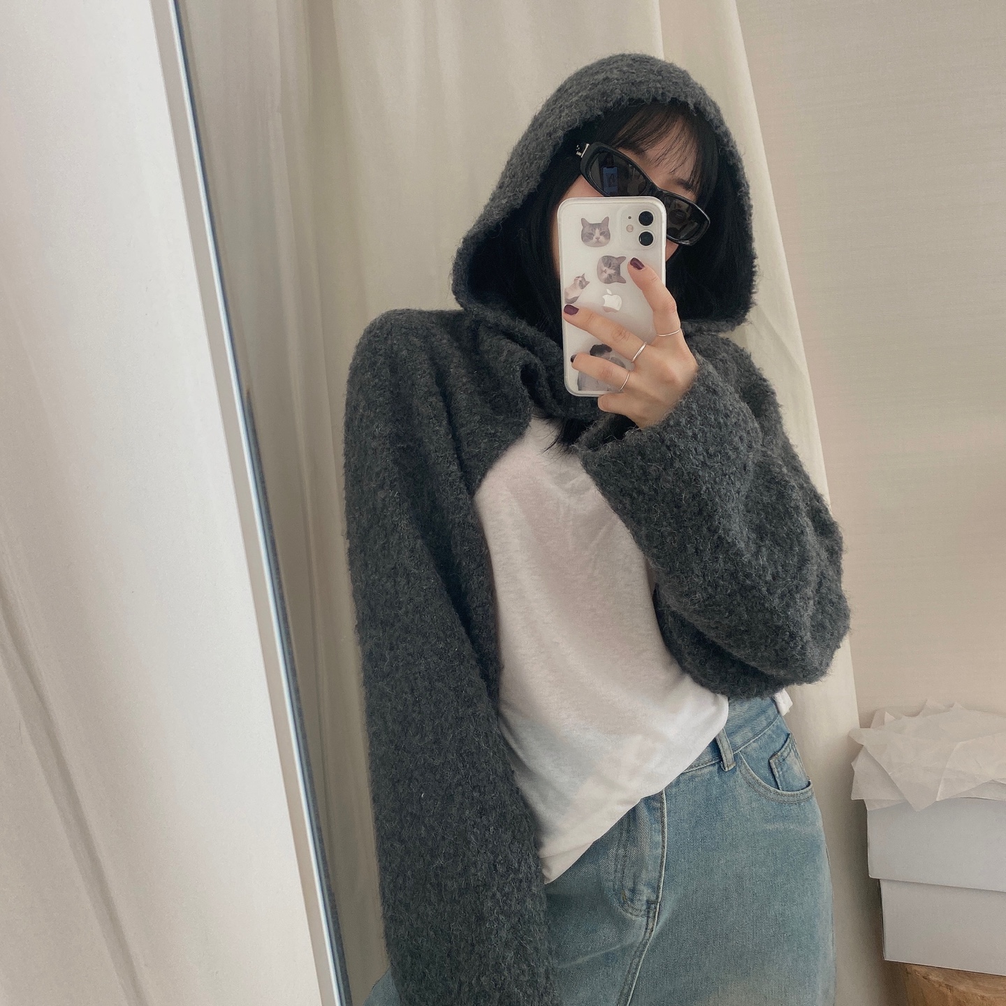 フード付きオフボレロニット | ファッション通販サイト NUGU