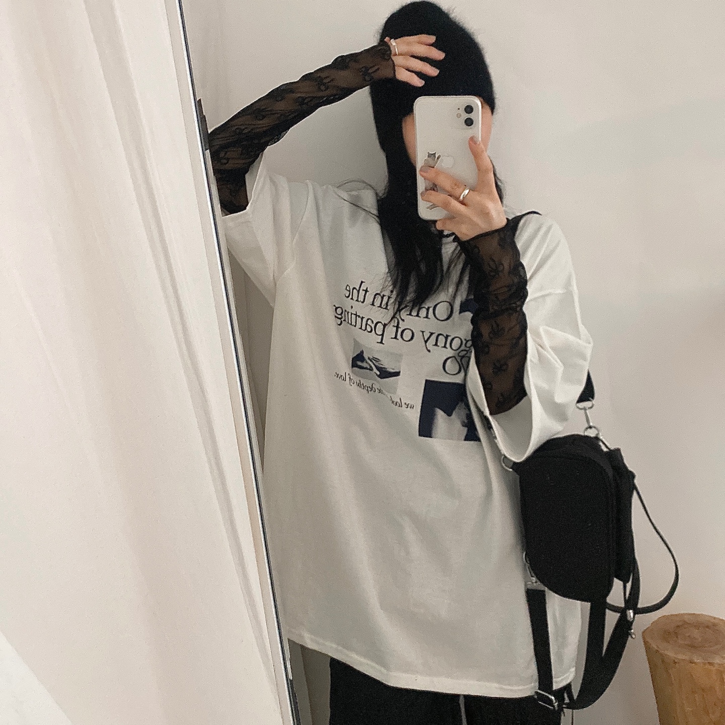 ヴィンテージプリントレタリングオーバーサイズ半袖Tシャツ