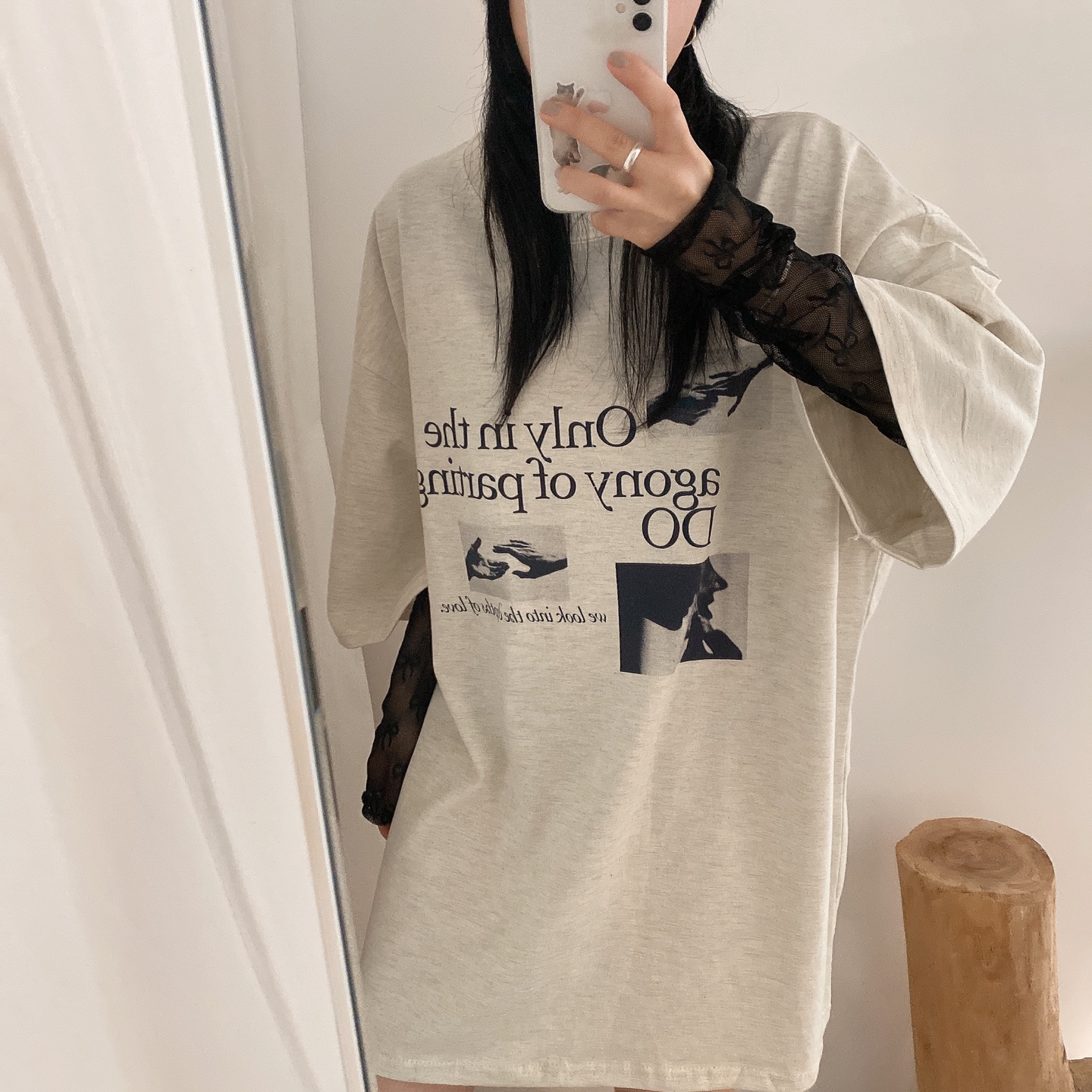 Tシャツ プリント オーバーサイズ ヴィンテージ L1696 ヴィンテージプリントレタリングオーバーサイズ半袖Tシャツ