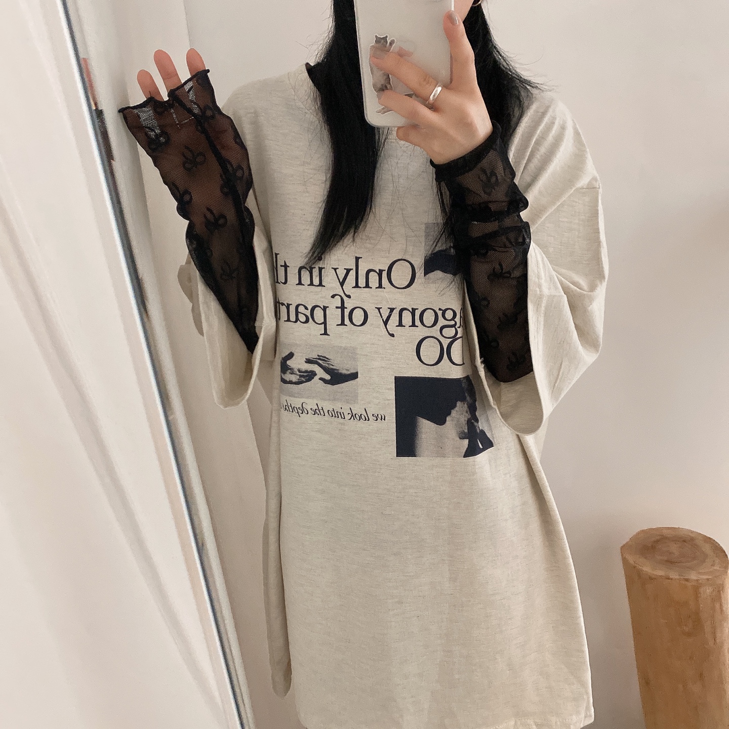 ヴィンテージプリントレタリングオーバーサイズ半袖Tシャツ