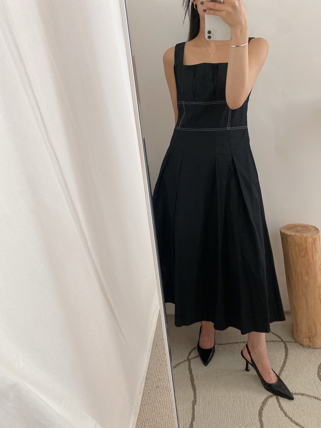 MARIAHAブラックノースリーブロングワンピース ノースリマキシワンピース ブラック | ファッション通販