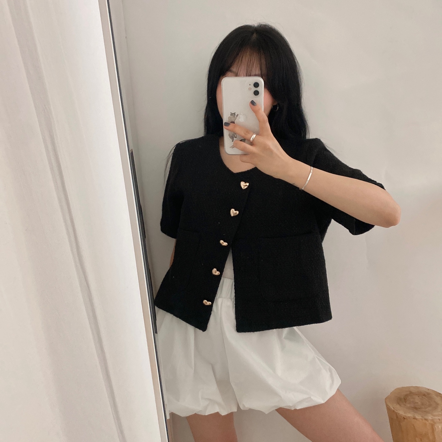 【新品タグ付き♥】N.O.R.C◆ショートニットジャケット◆もこもこ◆金ボタン ショップニコニコ ShopNikoNiko ステンカラー トグルボタン