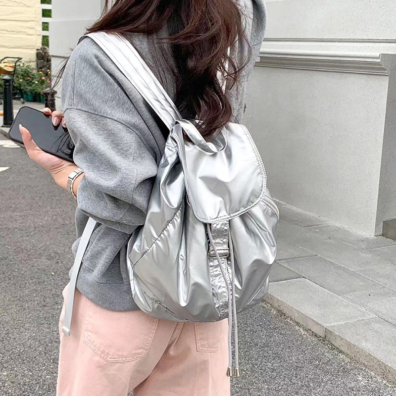 [original]メタルバックルサイドジップアップナイロンバックパック(2color)