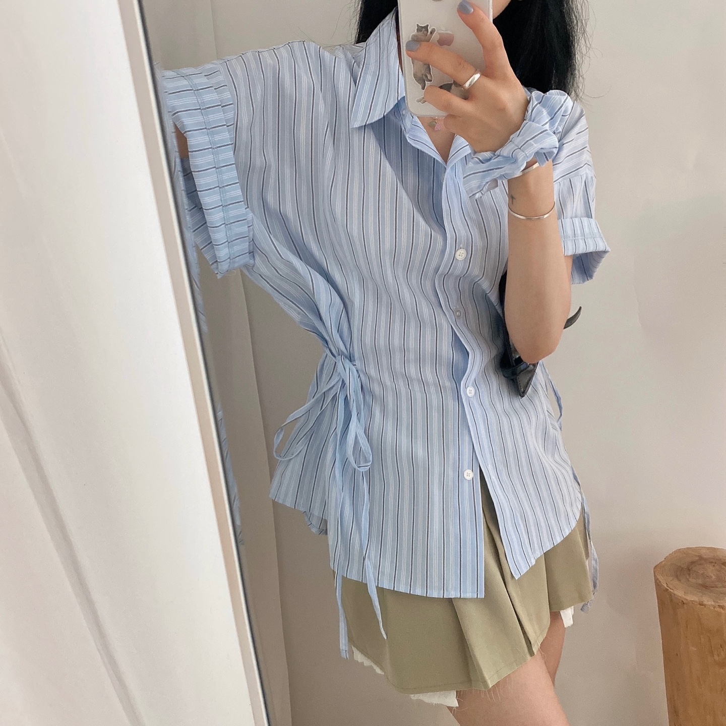 TICCA◆半袖シャツ/FREE/コットン/NVY/ストライプ/TBBS-003// TICCA(ティッカ) / 半袖シャツ/FREE/コットン/NVY/ストライプ