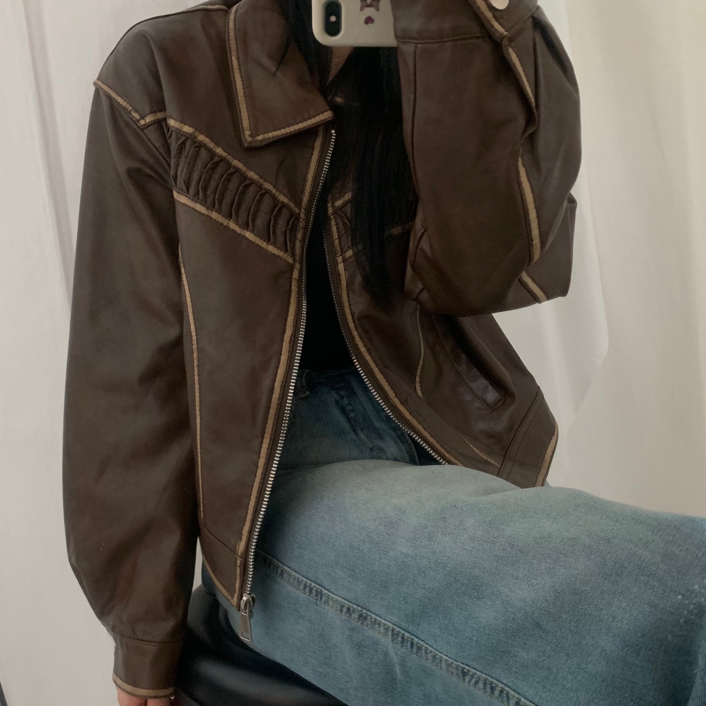 D&G レザー ジャケット ベージュ レザージャケット パーカー フーディー ジップアップ ラグラン