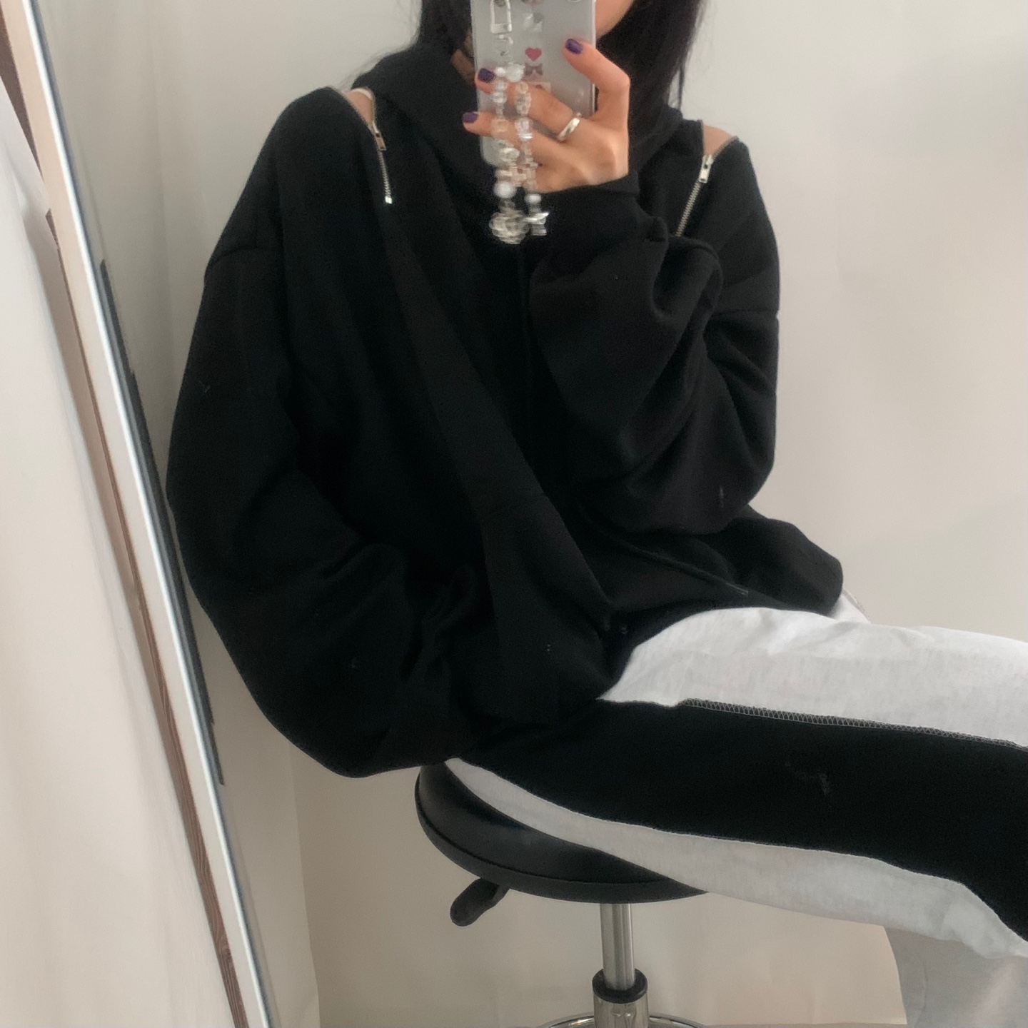セナココCOACHブラックフード付きロングパーカー ankoROCK アンコロック メンズ レディース ユニセックス