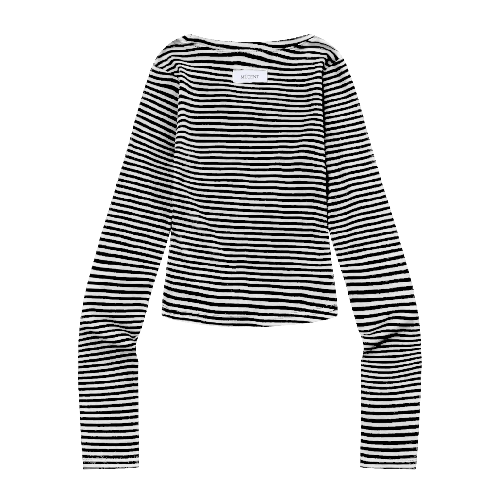 EMMA V-NECK STRIPE LONG SLEEVE T (2Color) | ファッション通販