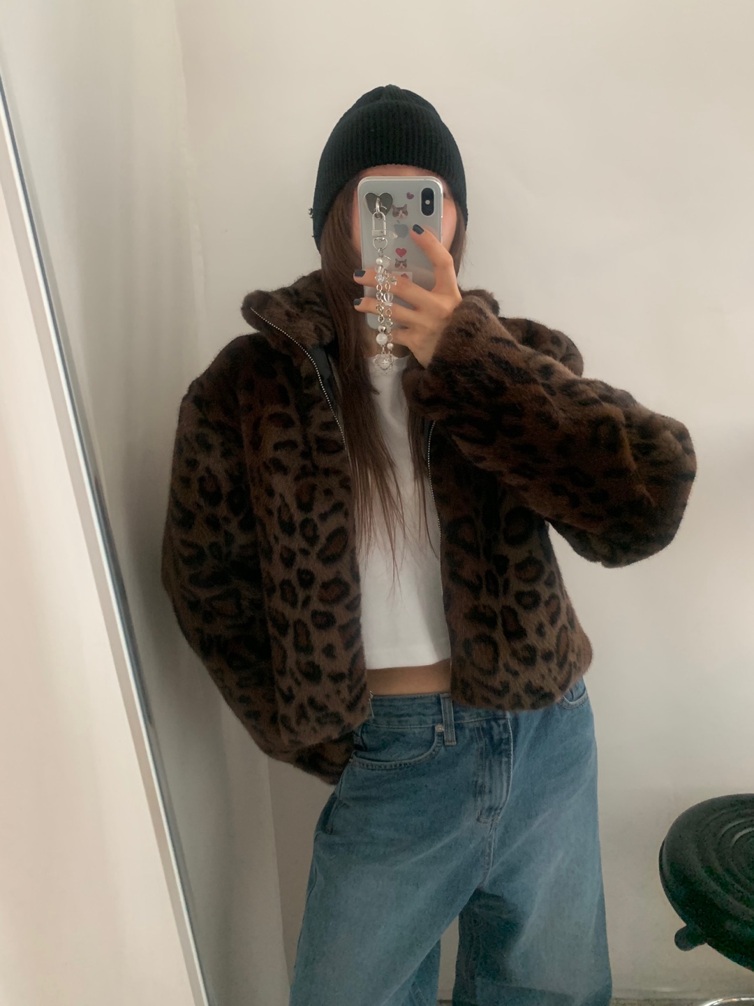 80s90s ビンテージ USA製 レパード柄 アニマルフェイファー JKT レディース 古着 90s USA製 GALLERY ヒョウ柄 レオパード 総柄