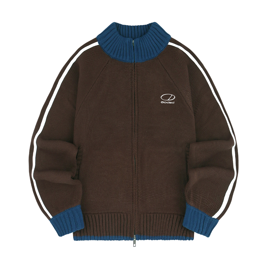 ※ゆ※ Sporty Track Semi Crop Knit Zip-Up - CHARCOAL | ファッション