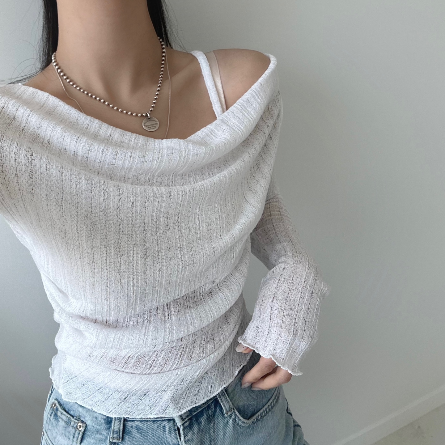 [4col]キャミソール付きドレープオフショル