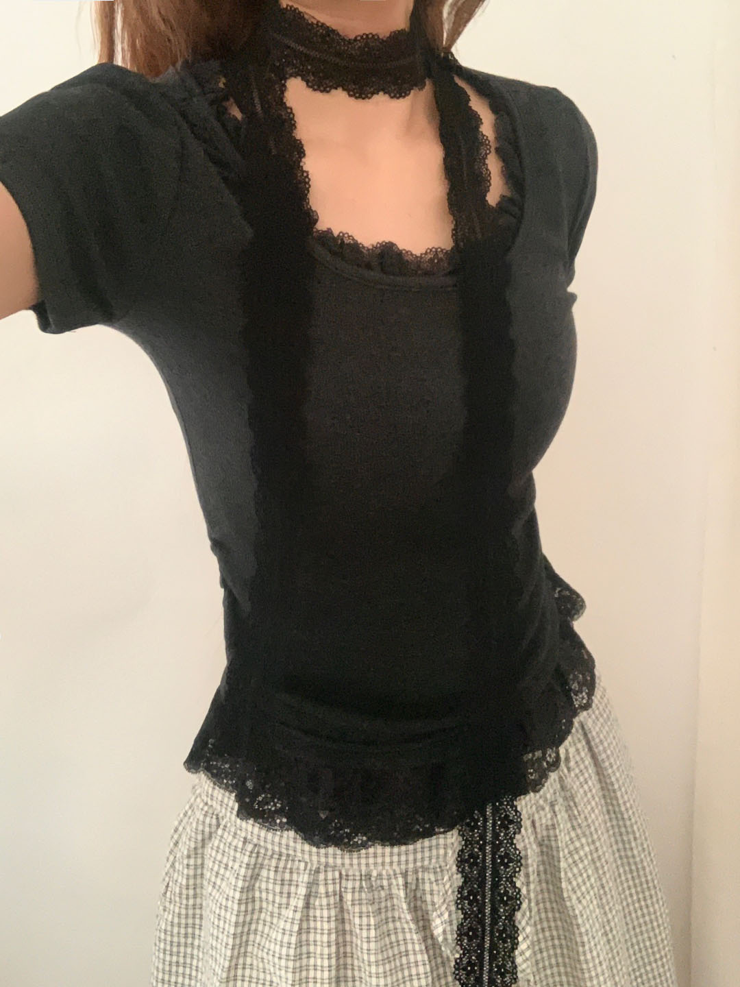 [タイセット]レースシャーリング半袖Tシャツ