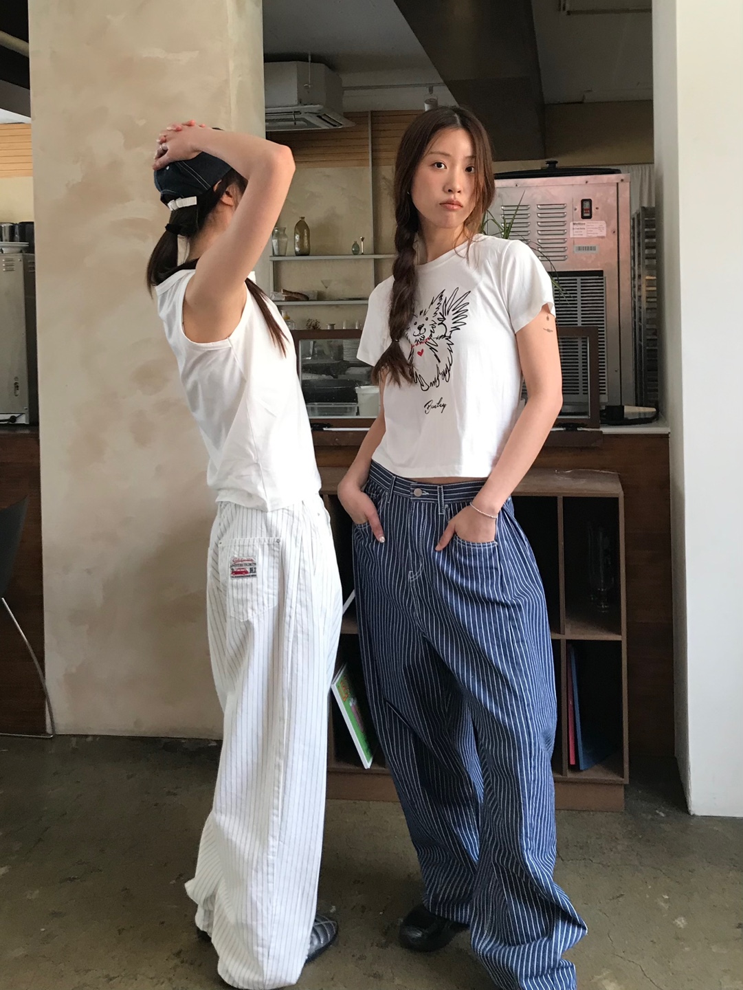 stripe patch wide pants | ファッション通販サイト NUGU